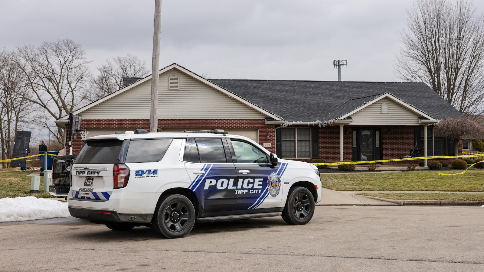 Tipp City Police Department continued its investigation on Wednesday, Feb. 18 into the death of Ashley Flynn, who was shot twice in a reported home burglary in the early morning hours on Monday. BRYANT BILLING / STAFF