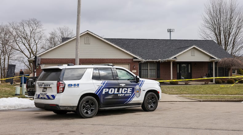 Tipp City Police Department continued its investigation on Wednesday, Feb. 18 into the death of Ashley Flynn, who was shot twice in a reported home burglary in the early morning hours on Monday. BRYANT BILLING / STAFF
