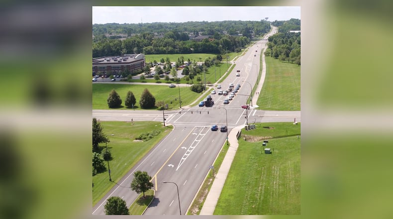 A multimillion-dollar apartment complex has been proposed for Miami Valley Research Park in Kettering. The land is on the lower right side of this photo, northeast of the County Line Road-Research Boulevard intersection. FILE