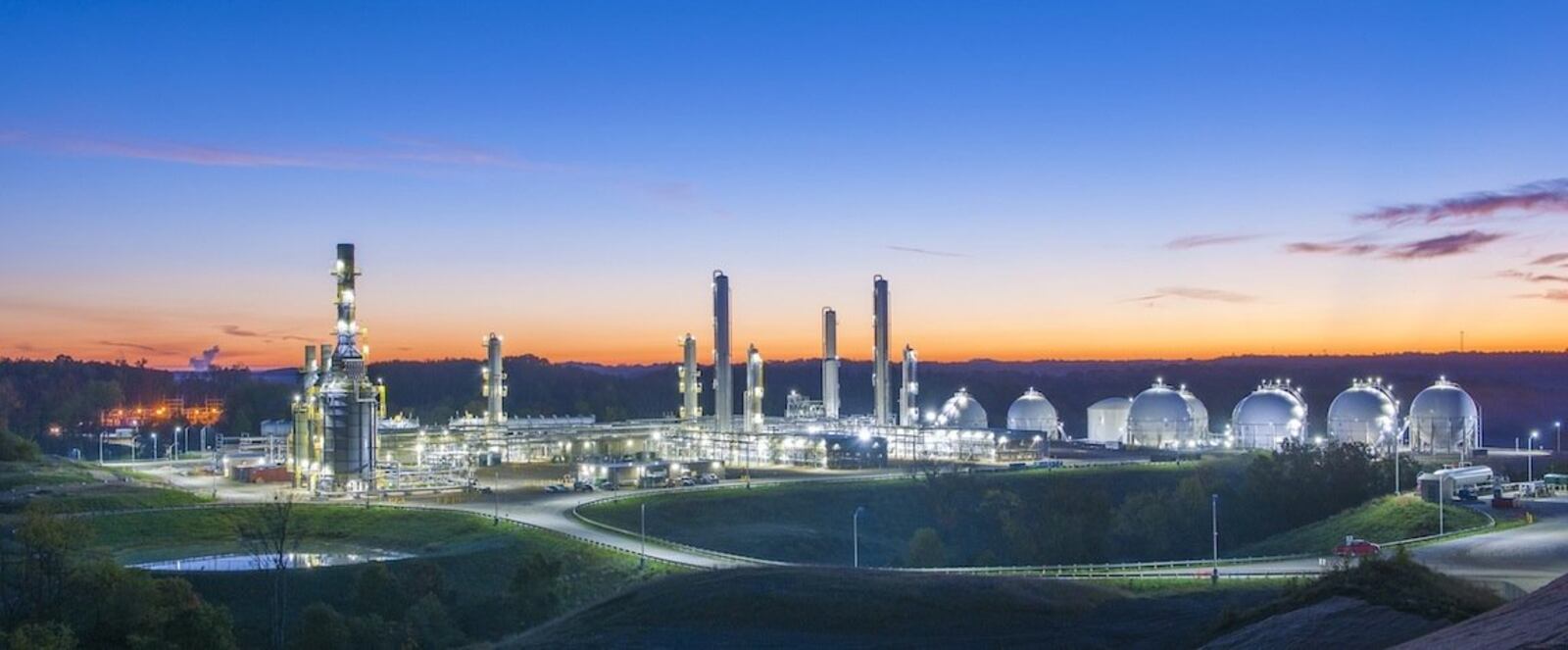 The MarkWest Energy Partners natural gas processing and storage operation near Cadiz is about 60 miles south of Canton, Ohio. Courtesy of Marathon Petroleum Corp.