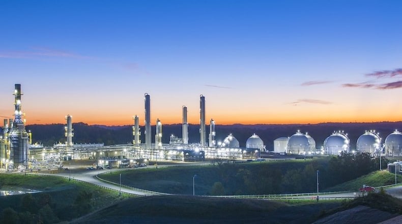 The MarkWest Energy Partners natural gas processing and storage operation near Cadiz is about 60 miles south of Canton, Ohio. Courtesy of Marathon Petroleum Corp.