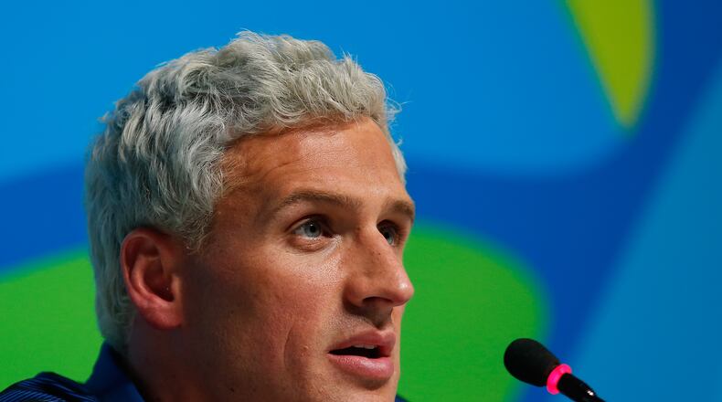 RIO DE JANEIRO, BRAZIL - AUGUST 12: Ryan Lochte of the United States attends a press conference in the Main Press Center on Day 7 of the Rio Olympics on August 12, 2016 in Rio de Janeiro, Brazil. (Photo by Matt Hazlett/Getty Images)