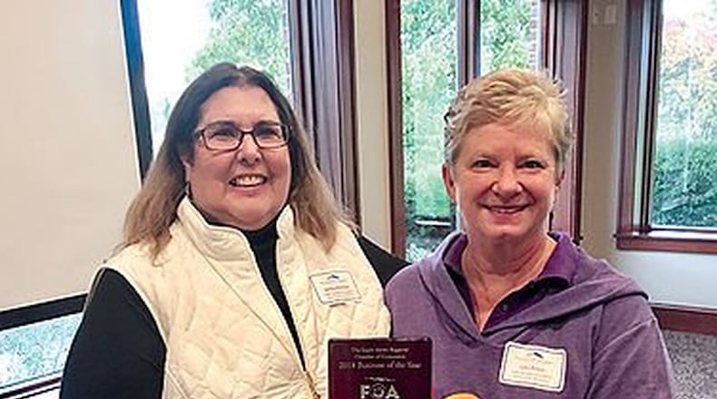 Executive Director Anita Kitchen and Families of Addicts Founder Lori Erion accepting the 2018 Business of the year award by the South Metro Regional Chamber of Commerce. CONTRIBUTED PHOTO
