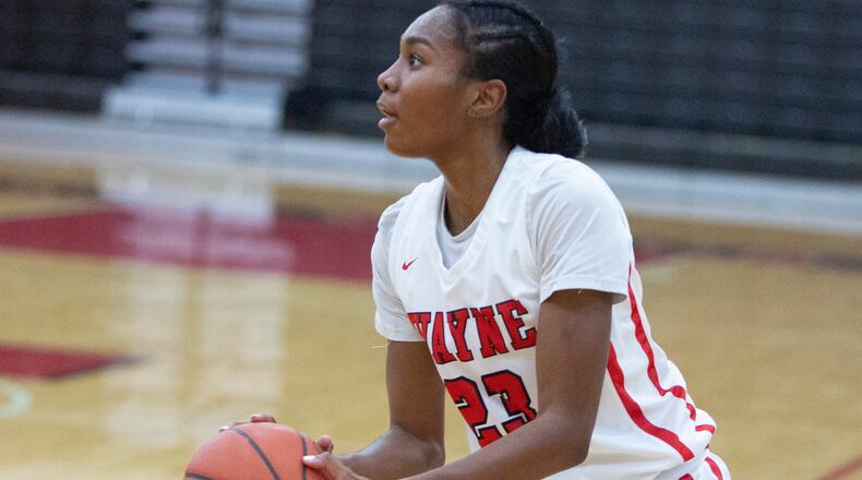 Wayne senior Bree Hall sets up for a shot during the first half of a game vs. Centerville this season. Jeff Gilbert/CONTRIBUTED