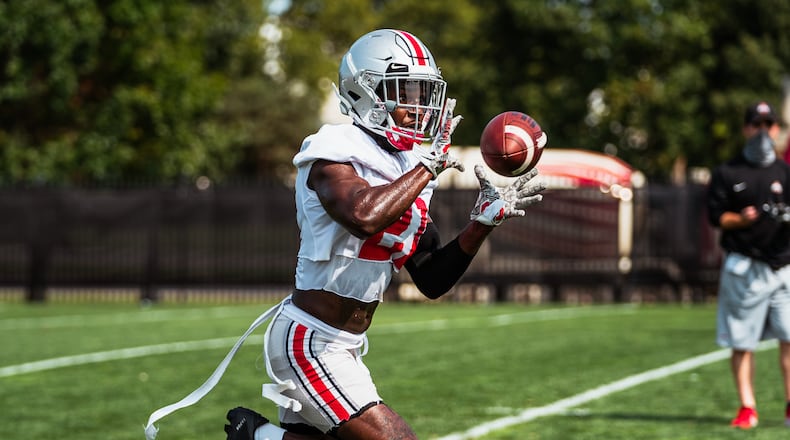 Marcus Williamson during an Ohio State football practice.