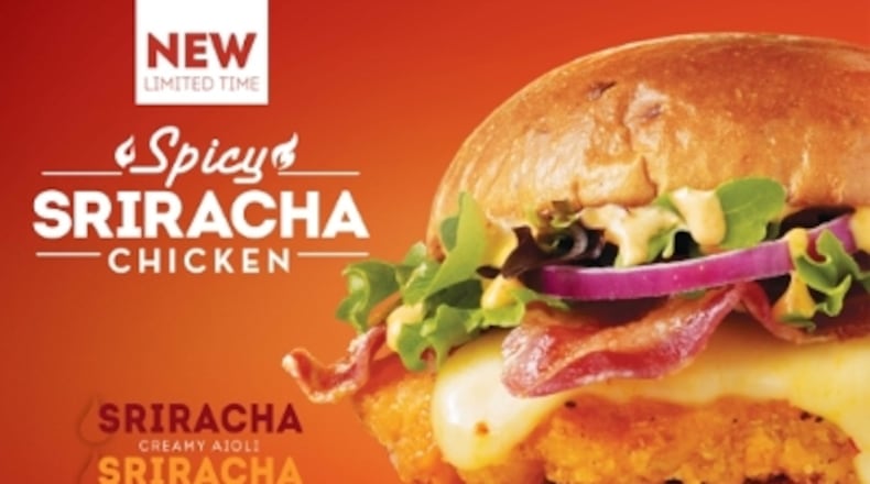 The fast-casual restaurant has debuted its “Spicy Sriracha Chicken Sandwich” and new bacon sriracha fries. PROVIDED