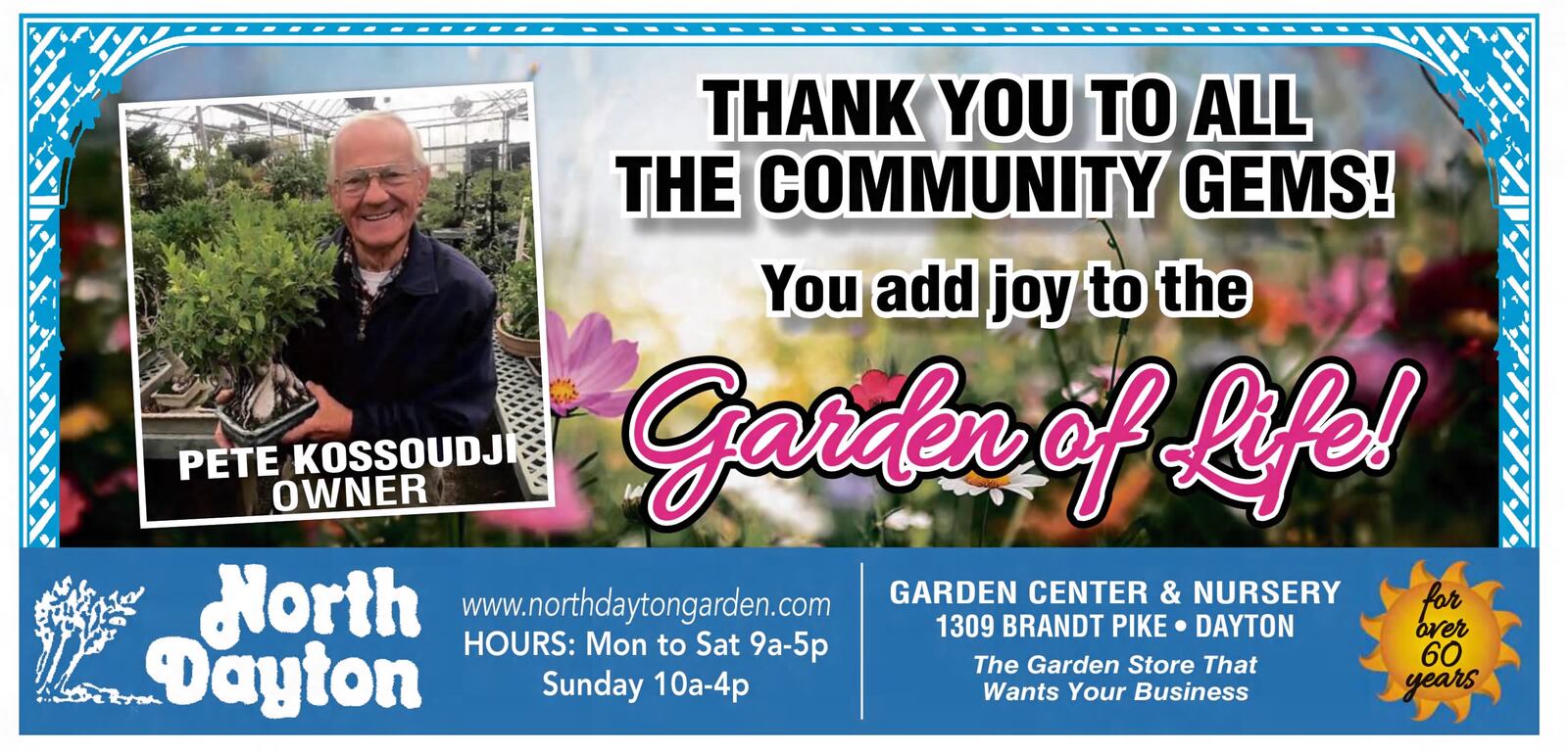 Pete Kossoudji in a 2024 advertisement for the North Dayton Garden Center. DAYTON DAILY NEWS ARCHIVES