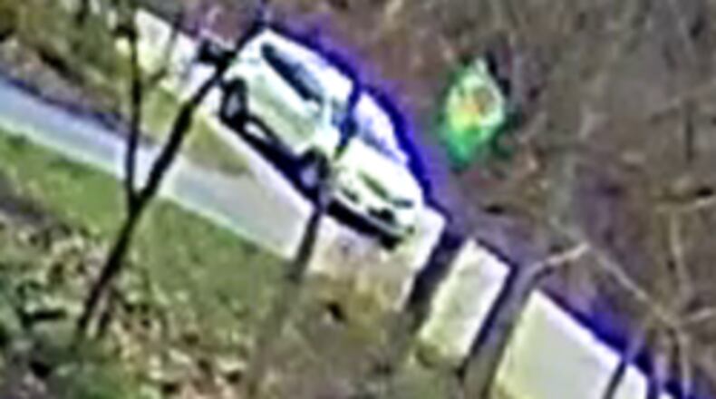 A mid-sized white SUV in Washington Twp. shot into a habitation along Mad River Road and Hempstead Mews on Jan. 20, 2023. Photo Credit: Montgomery County Sheriff's Office.