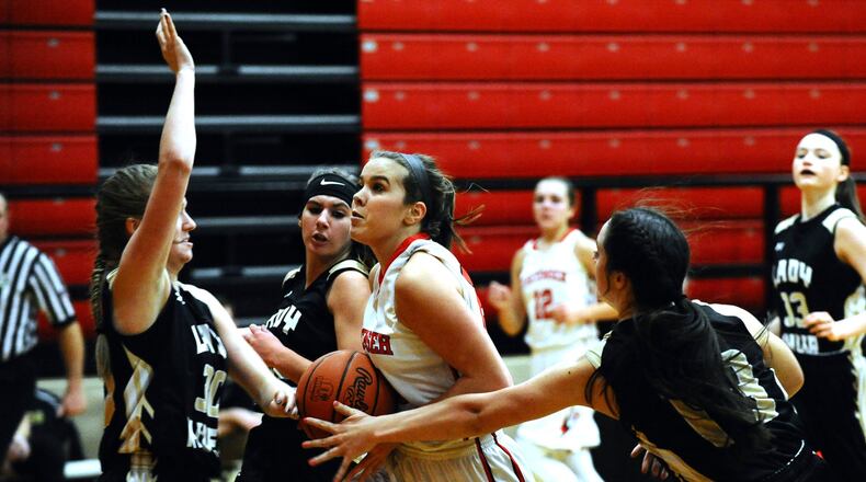 Tecumseh junior Corinne Thomas (No. 22) leads the Central Buckeye Conference with 25.6 points per game. She also averages 5.1 rebounds, 3.8 assists and 3.6 steals for the Arrows, who share the CBC Kenton Trail Division lead with Shawnee entering Wednesday’s game.