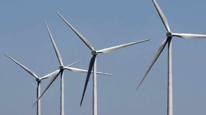 The wind farm in Van Wert County, Ohio Thursday, July 12, 2012. Staff photo by Bill Lackey