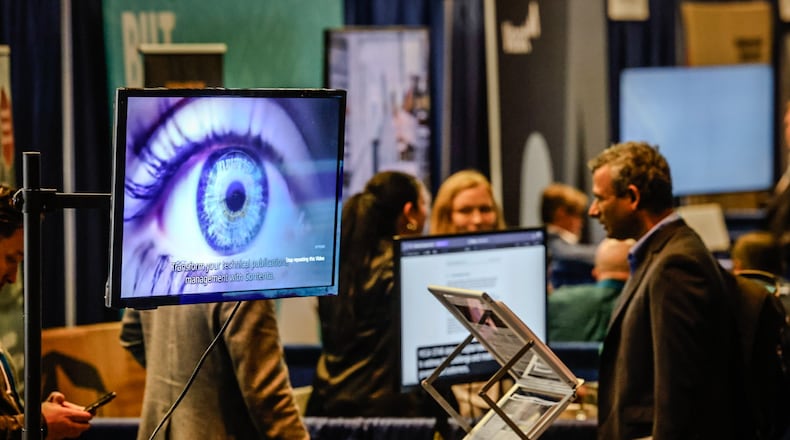 Dozens of defense industry vendors are showing-off their products at the Life Cycle Industry Days held at the Dayton Convention Center Monday and Tuesday. Many of the vendors products implement cutting edge technology. JIM NOELKER/STAFF
