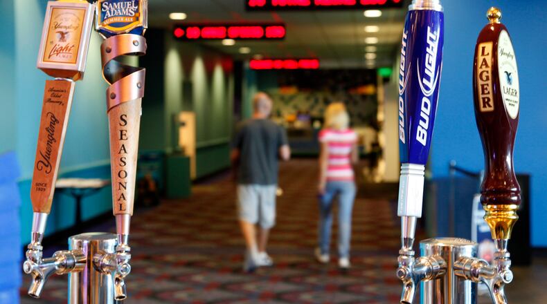 Rave Cinemas Dayton South 16 at 195 Mall Woods Drive off Ohio 741 near the Dayton Mall is now serving adult beverages, including wine, beer, and frozen spirits-based drinks, as part of a test-marketing effort to determine whether the strategy will spread to other Rave Cinemas.