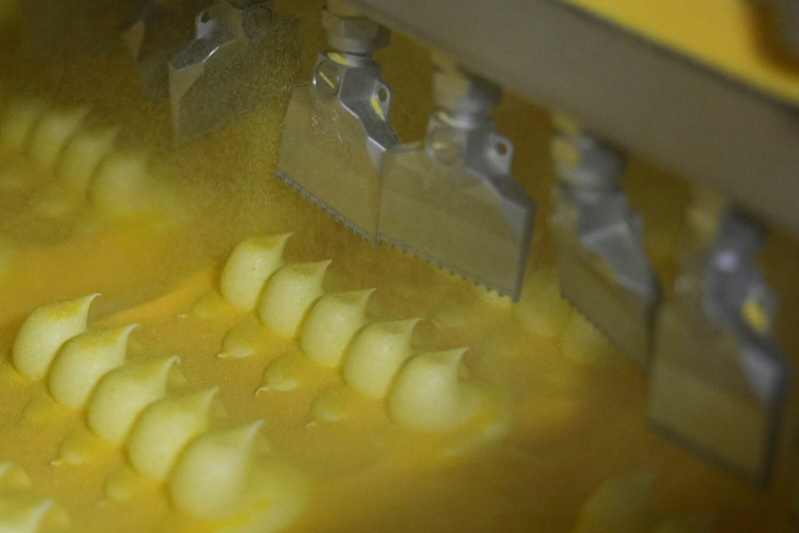 Peeps marshmallow treats move through the manufacturing process at the Just Born factory in Bethlehem, Pa., Thursday, April 10, 2025. (AP Photo/Matt Rourke)
