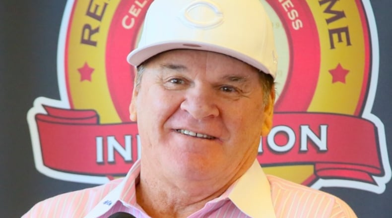 Pete Rose at the Reds Hall of Fame induction in January 2016. GREG LYNCH/STAFF