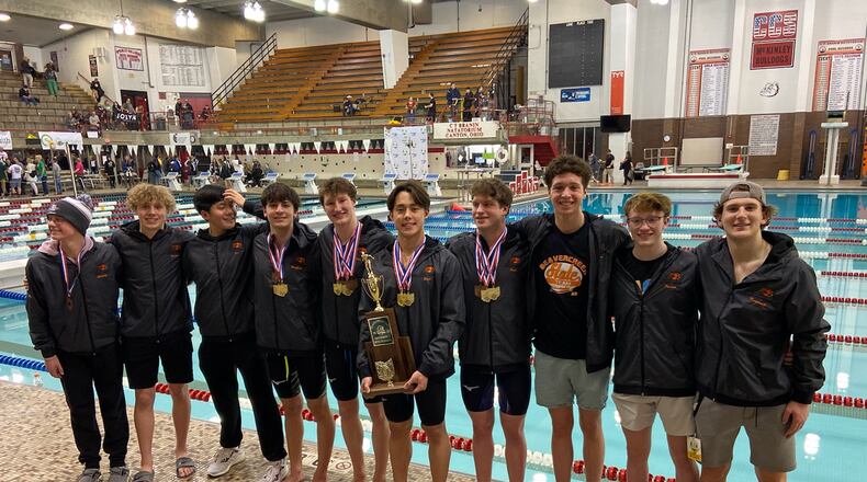 The Beavercreek boys swim team won the Division I state championship Saturday at C.T. Branin Natatorium in Canton. CONTRIBUTED