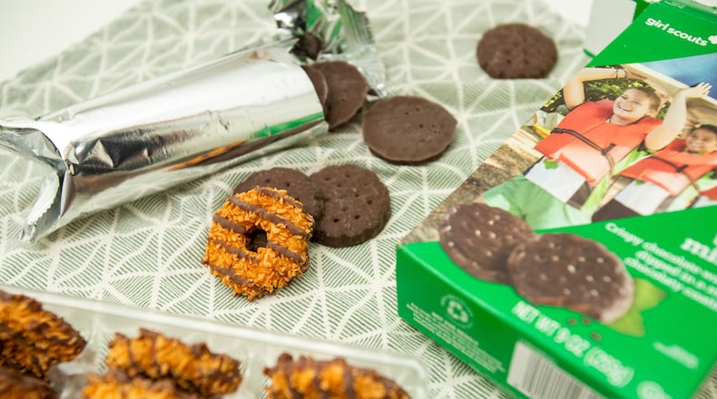 Samoas/Caramel deLites and Thin Mints Girl Scout cookies. NEW YORK TIMES/FILE