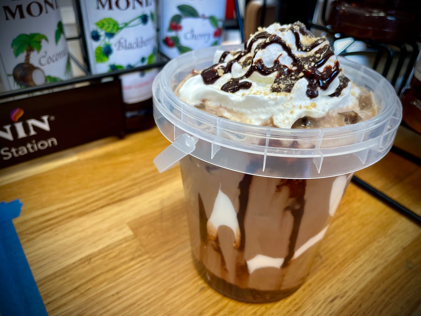 Since opening in October, Taylor’s Coffee & Creamery in Waynesville has added several new items to their menu including the viral 34 oz. coffee buckets. NATALIE JONES/STAFF