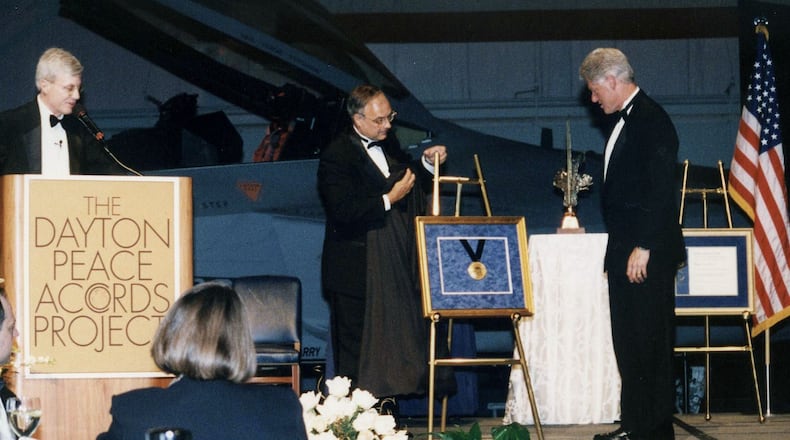 The Dayton Peace Accords also sparked the creation of the Dayton Peace Prize, which recognizes individuals who have contributed to the advancement of peace and reconciliation. The Peace Prize, which has been awarded every five years or so since 2000, will be presented Nov. 15 to Nicholas Burns, the chief spokesperson for the State Department during the Dayton Peace Accords in 1995. Past recipients include Archbishop Desmond Tutu, former President Bill Clinton, and former Ambassador and Congressman Tony Hall. CONTRIBUTED