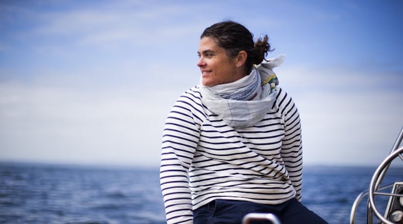 Renee Erickson, photographed on her boat on a crabbing excursion near Shilshole Bay in Seattle, Wash, in August 2015. To save more chinook salmon for starving orcas, chef Erickson has taken it off her menu. (John Lok/Seattle Times/TNS)