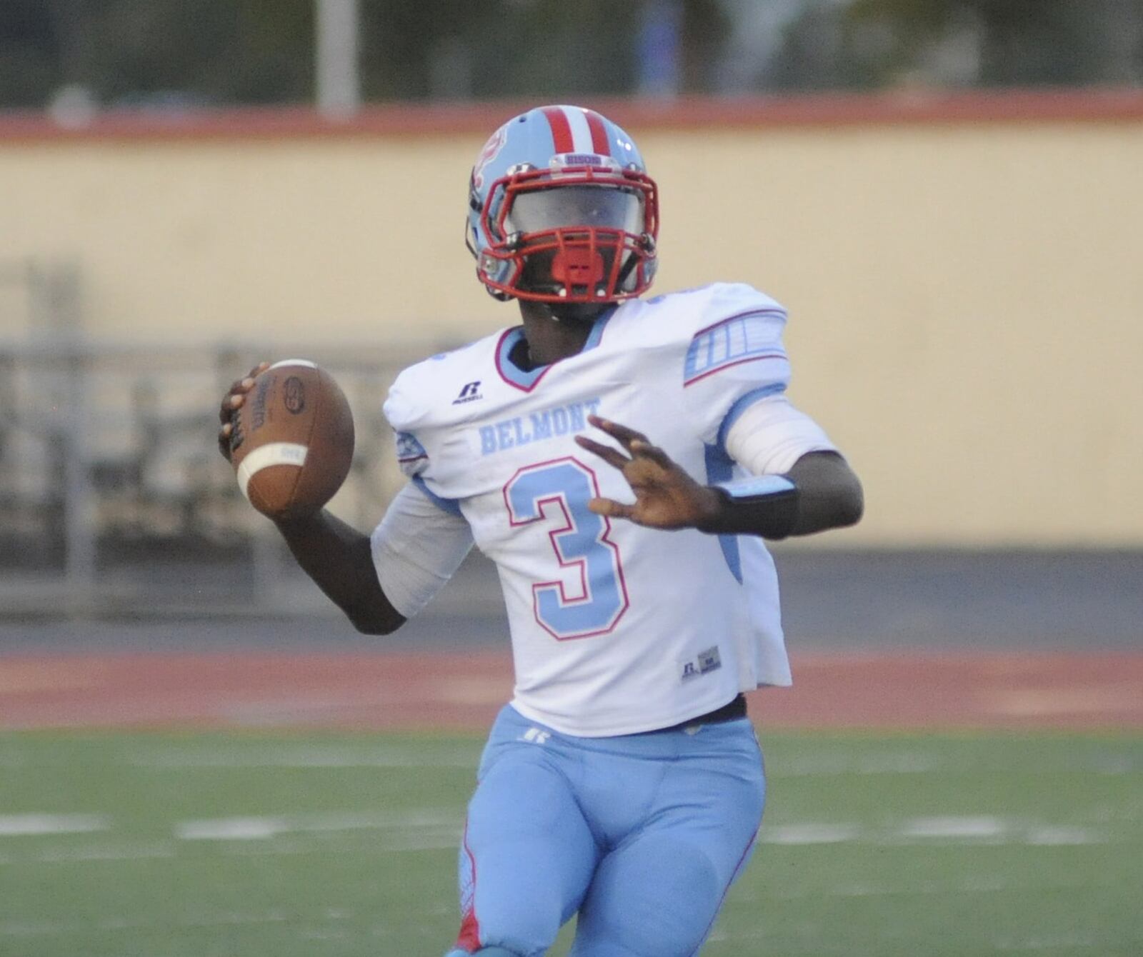 Belmont QB Rian Reeves. Belmont defeated Dunbar 42-0 in a season-opening high school football game at Welcome Stadium in Dayton on Thursday, Aug. 24, 2017. MARC PENDLETON / STAFF