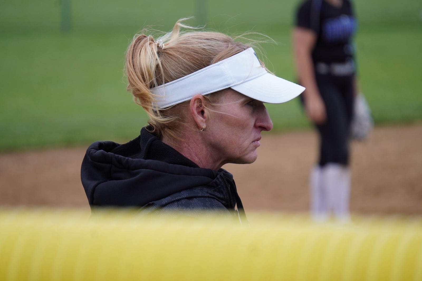 Mason coach Liann Muff looks on during the Comets' Division I district final game against Springboro on Thursday at Lebanon. CHRIS VOGT / CONTRIBUTED