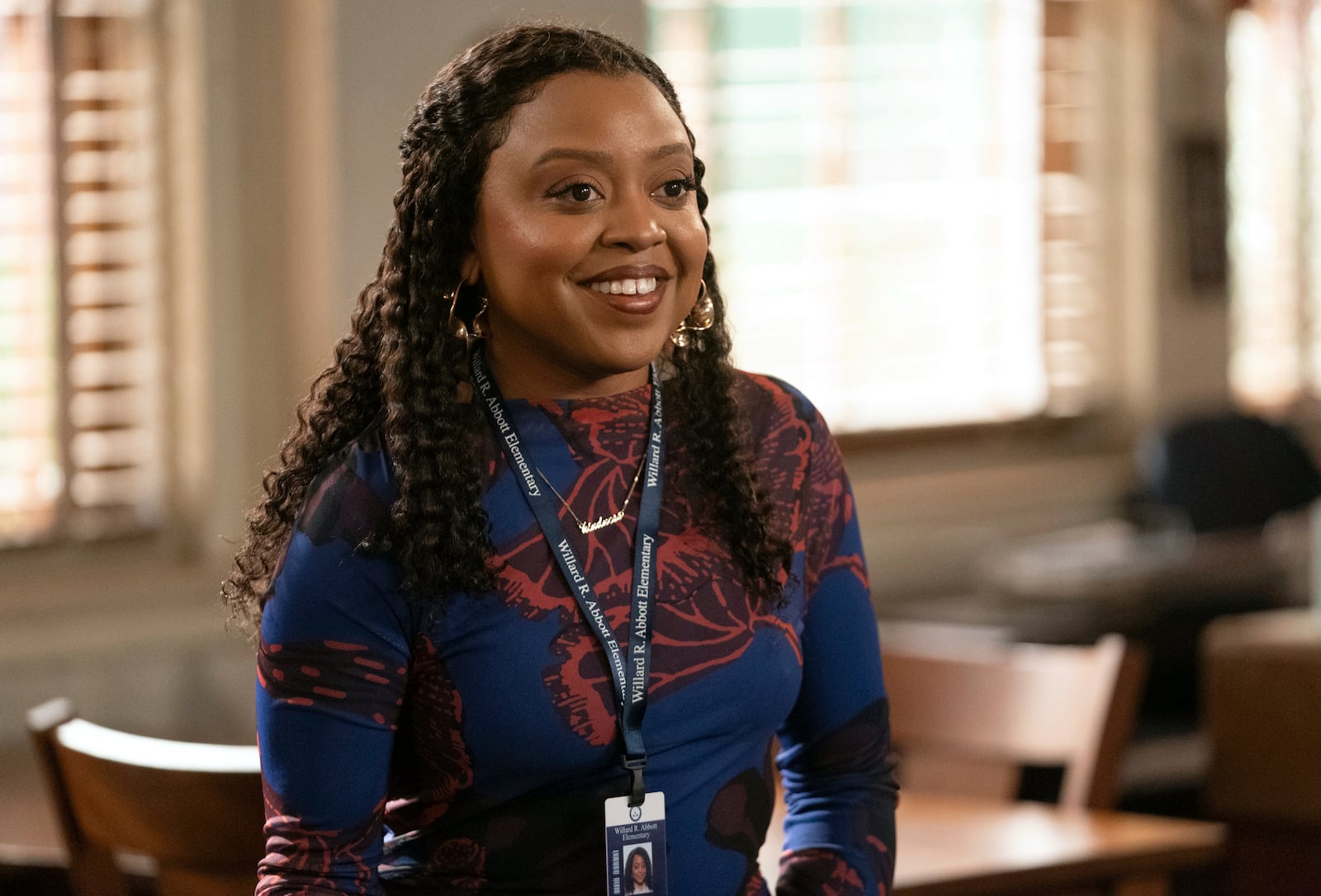 This image released by Disney shows Quinta Brunson in a scene from Abbott Elementary. (Gilles Mingasson/Disney via AP)