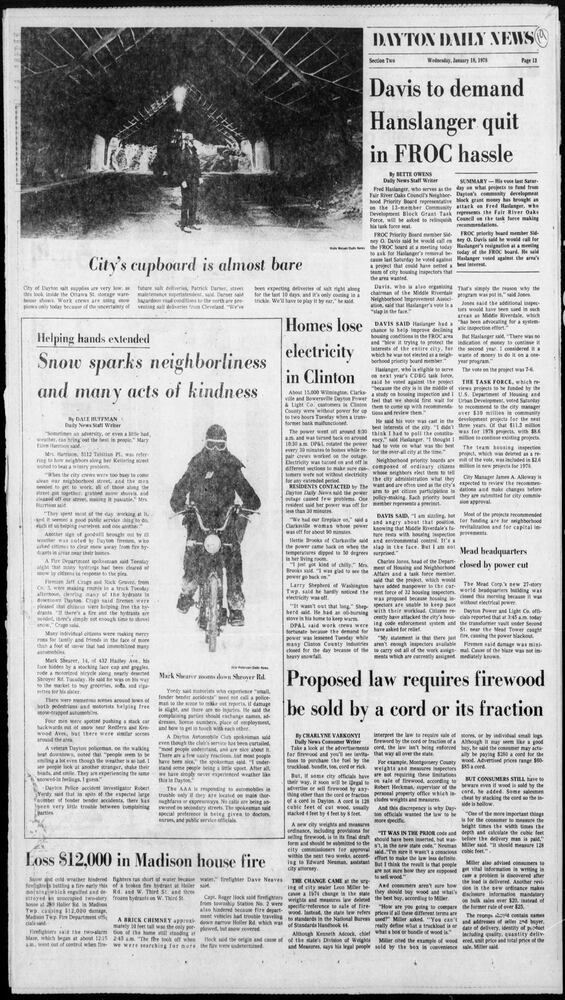 Winter Blizzard of 1978 Dayton