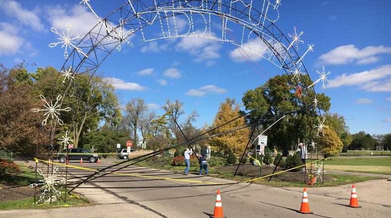 The Light Up Middletown entrance/archway was damaged by strong winds last weekend.