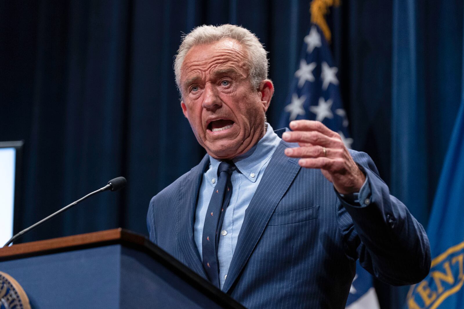 Health and Human Services Secretary Robert F. Kennedy Jr. speaks during a news conference on the Autism report by the CDC at the Hubert Humphrey Building Auditorium in Washington, Wednesday, April 16, 2025. (AP Photo/Jose Luis Magana)