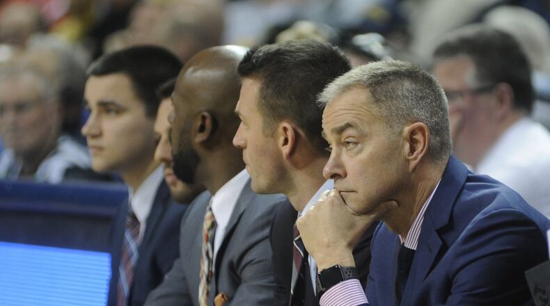 Scott Nagy (near) is in his third season as the WSU men’s basketball coach. MARC PENDLETON / STAFF