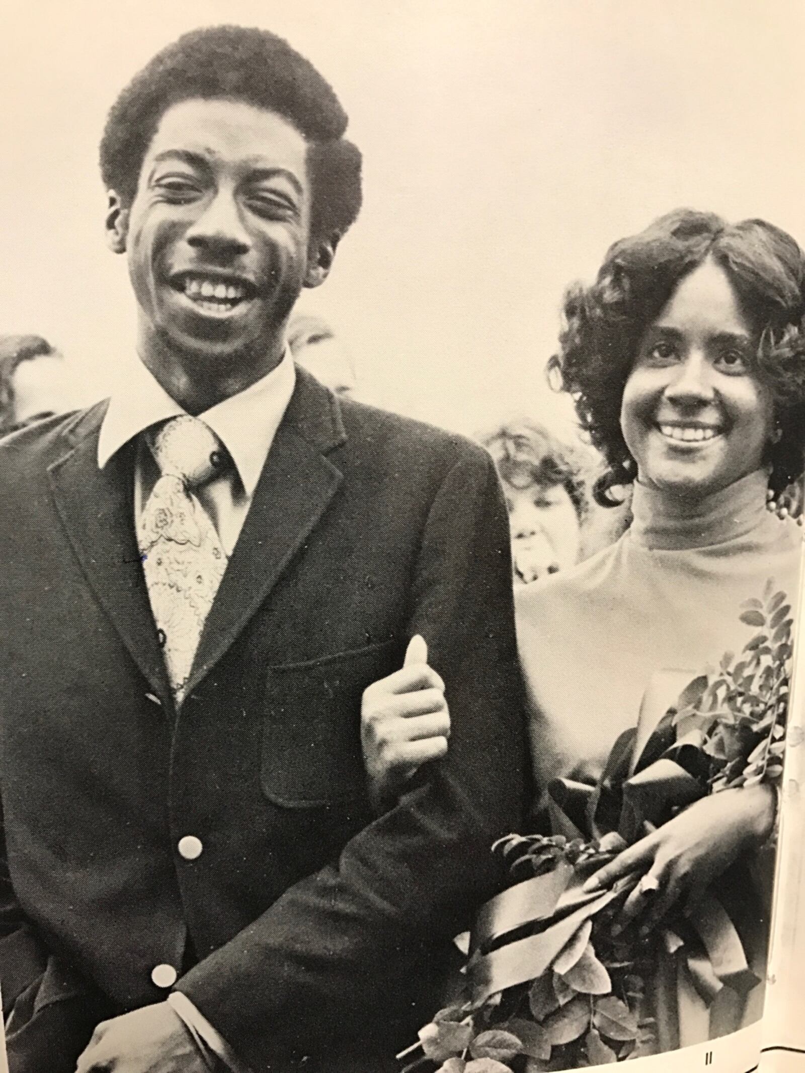 Gene Hambrick and Sonseenahray “Sonsee” Cumbee, the Earlham College Homecoming King in Queen in 1970. CONTRIBUTED