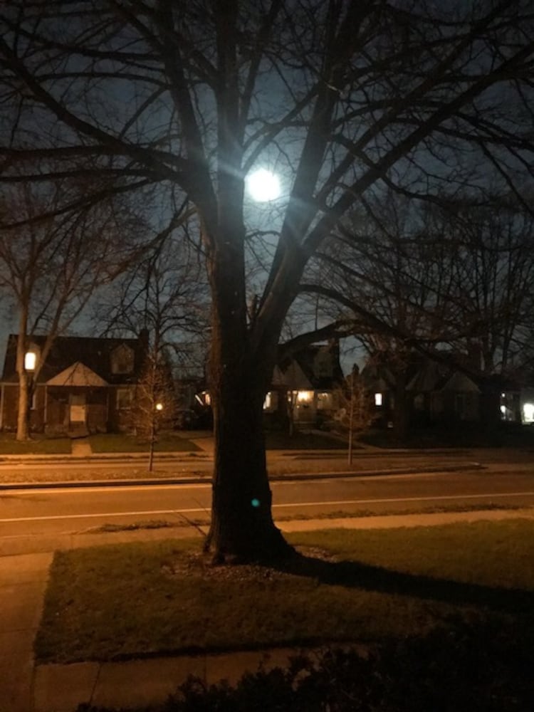Pink supermoon above Miami Valley