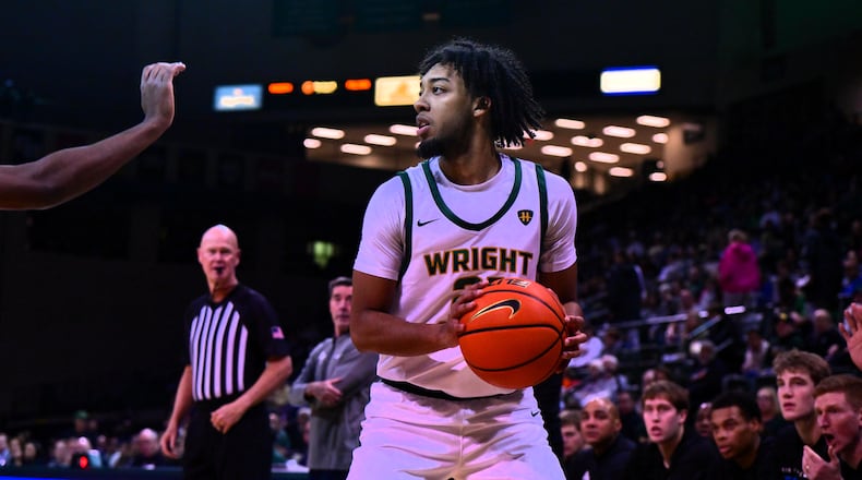 Wright State's Logan Woods during a game vs. Air Force at the Nutter Center at the Nutter Center on on Nov. 30, 2024. The Raiders host Marshall on Wednesday night. Joe Craven/Wright State Athletics