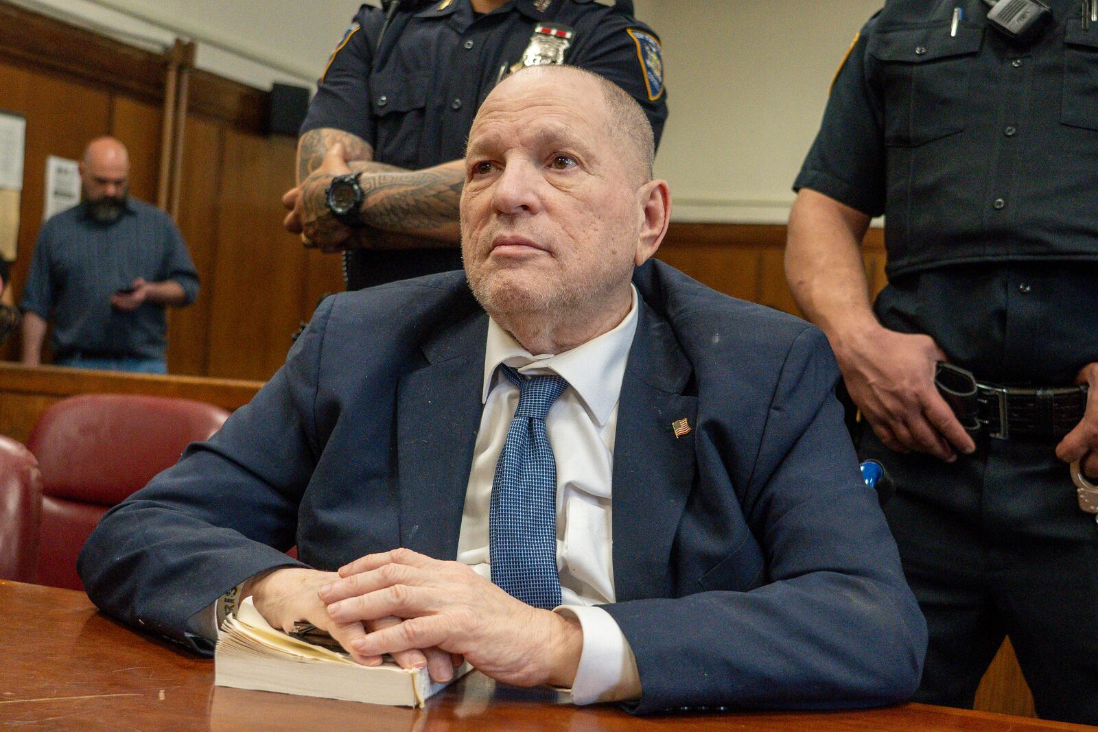 Former film producer Harvey Weinstein appears in court for his retrial at Manhattan Criminal Court in New York, Tuesday, April 15, 2025. (Steven Hirsch/New York Post via AP, Pool)