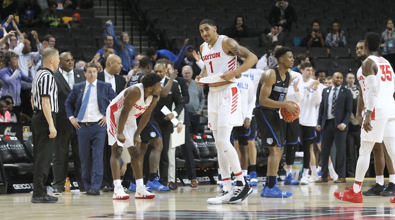 Dayton against Saint Louis in the quarterfinals of the Atlantic 10 tournament on Friday, March 15, 2019, at the Barclays Center in Brooklyn, N.Y. David Jablonski/Staff