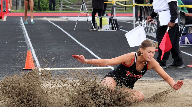 Tippecanoe's Megan Strong competes in the long jump during the Division I Region 4 track finals at Wayne's Heidkamp Stadium. HENRY S. CONTE / CONTRIBUTED PHOTO