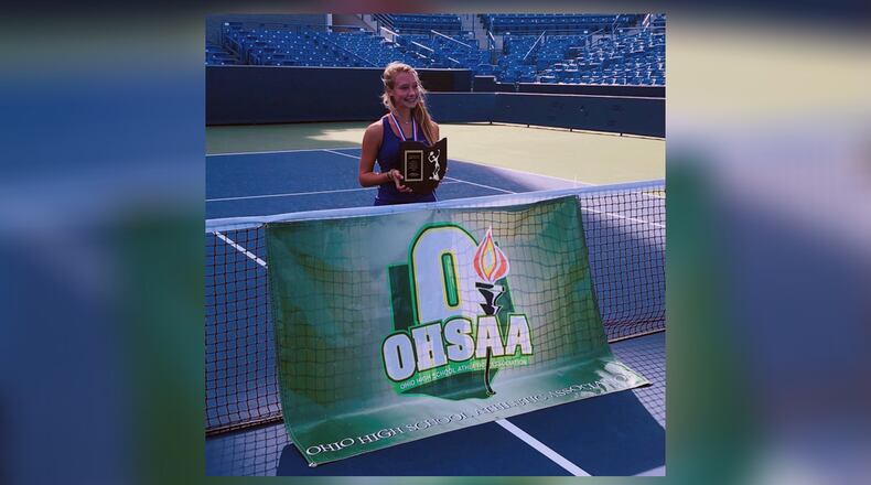 Eaton sophomore Macy Hitchcock won the Division II state singles title Saturday at the Lindner Famliy Tennis Center in Mason. OHSAA photo