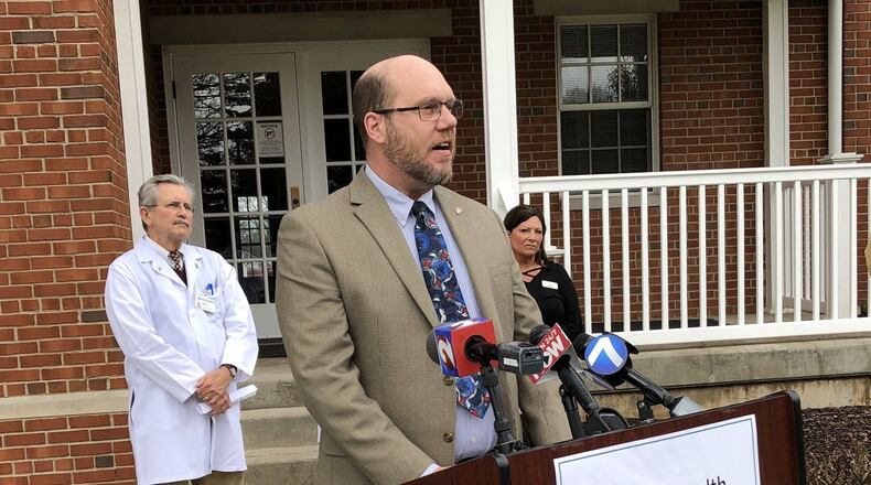Miami County Health Commissioner Dennis Propes speaks during a news conference March 20, 2020, about the coronavirus outbreak at Koester Pavilion, a skilled nursing facility in Troy. Since the pandemic began, Troy has had the highest number of COVID-19 cases reported in the county, according to an interactive ZIP code map created by the Ohio Department of Health. LYNN HULSEY/STAFF
