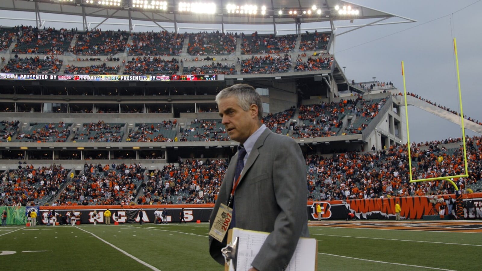 Jack Brennan, pictured here at Paul Brown Stadium in 2007, worked as PR director for the Cincinnati Bengals for years before retiring in 2016. WCPO / CONTRIBUTED