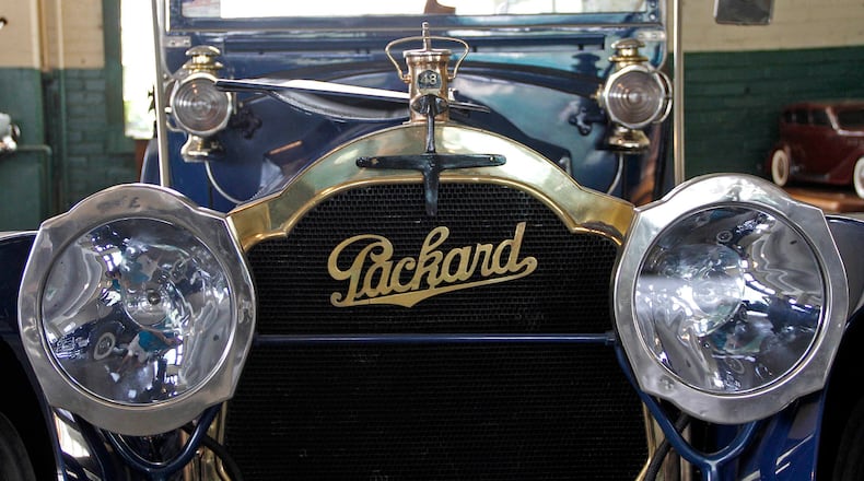 The brass grille and polished headlights highlight the 1914 Packard Model 4-48 Runabout. Packard will be the featured marque at the Dayton Concours d'Elegance on Sept. 15 at Carillon Park. SKIP PETERSON / CONTRIBUTED
 Photo by Skip Peterson