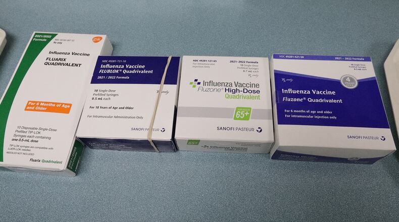 The different types of influenza vaccines at the Clark County Combined Health District. BILL LACKEY/STAFF
