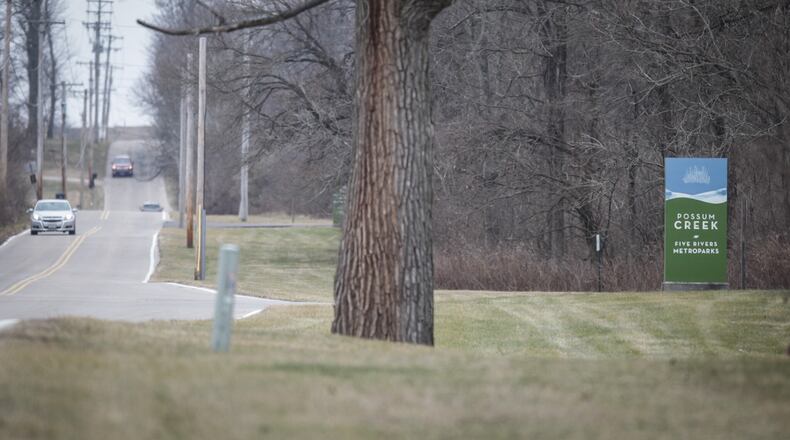 A dead woman was found near the entrance of Possum Creek MetroPark in Dayton on Monday, Jan. 11, 2021. STAFF/JIM NOELKER