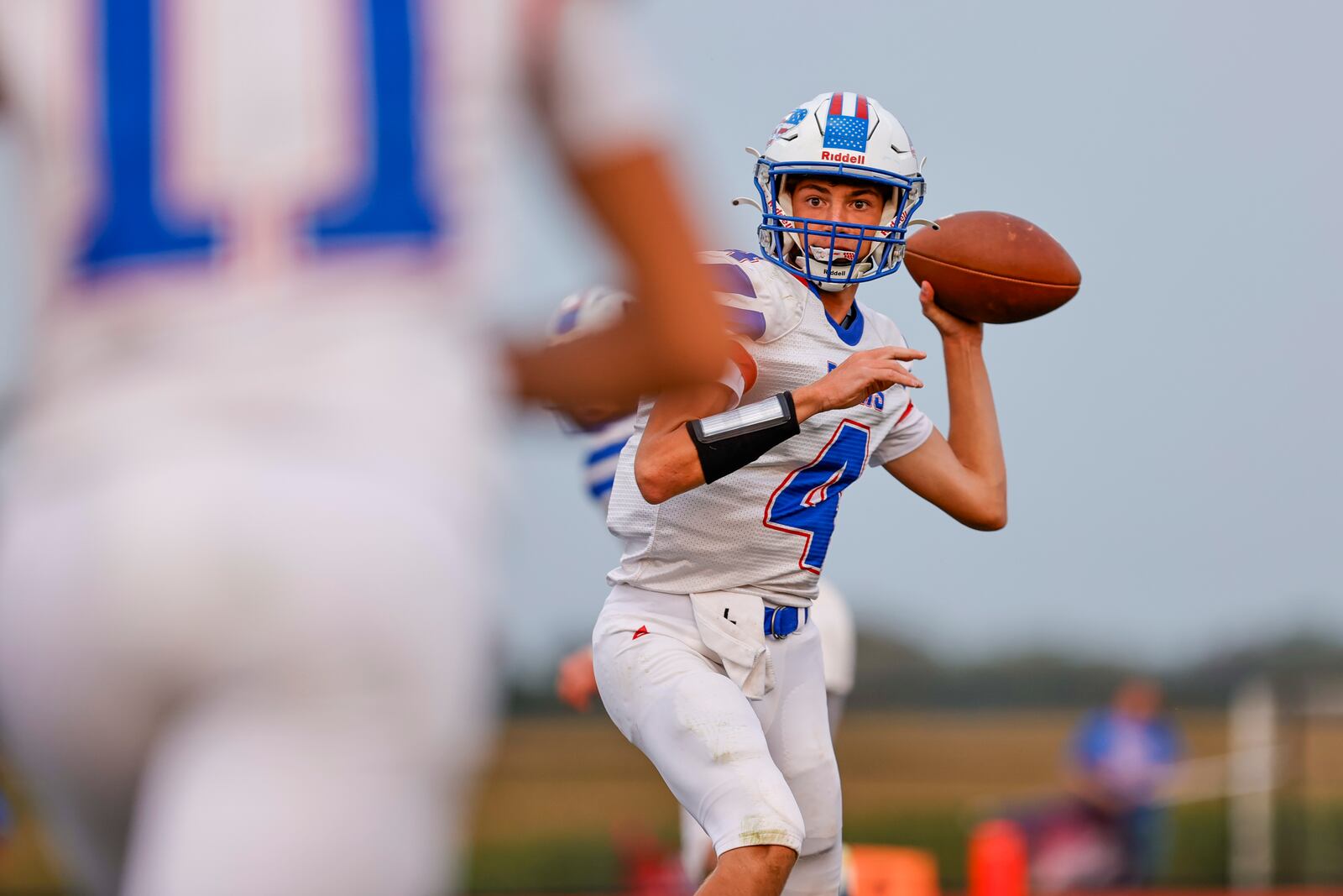 Greeneview High School sophomore Lucas Reynolds prepares to throw the football during the Rams 32-0 loss at Cedarville on Friday, Sept. 5 at Conover Field in Springfield. MICHAEL COOPER/STAFF