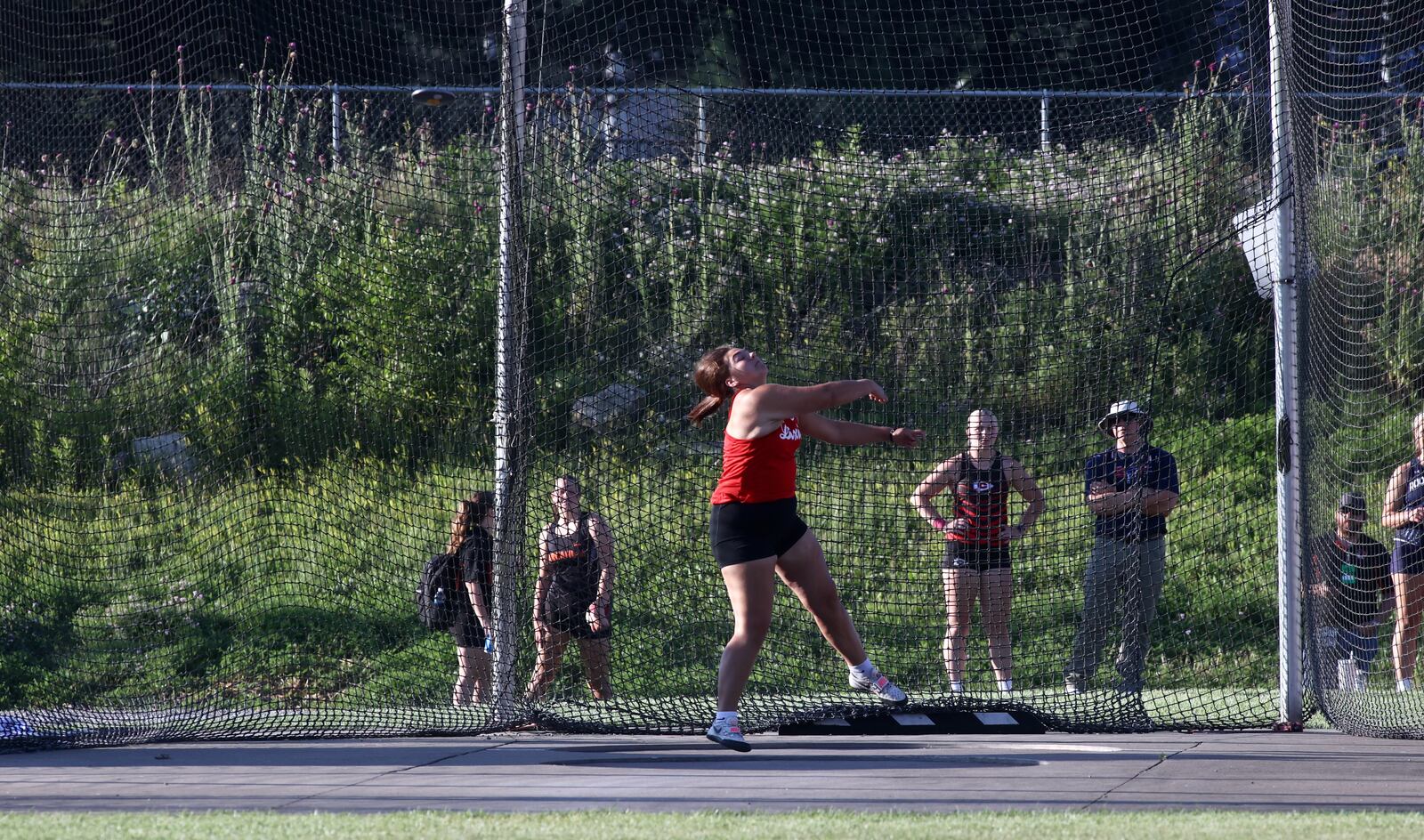 Dixie's Sierra Brinson competes in the discus during the OHSAA Division III state track and field championships on Thursday, May 30, 2024, at Welcome Stadium in Dayton. David Jablonski/Staff