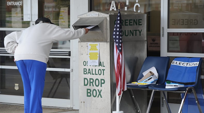 Early voting lines at the Greene County Board of Elections Wednesday, Oct. 21, 2020.