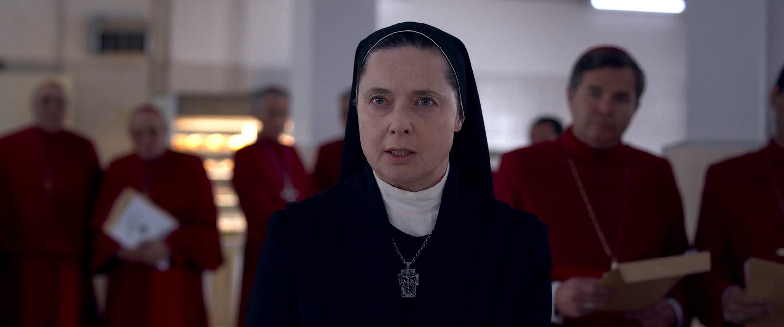 This image released by Focus Features shows Isabella Rossellini in a scene from "Conclave." (Focus Features via AP)
