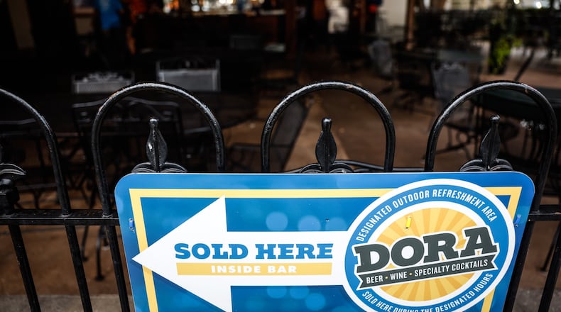 Miamisburg's outdoor drinking area is likely to soon be open from 11 a.m. to 11 p.m. daily, if Miamisburg City Council signs off on the measure during its regularly scheduled meeting tonight, Tuesday, April 4 2023. The area went into effect in July 2021 with varying hours each day from Thursday to Sunday. JIM NOELKER/STAFF
