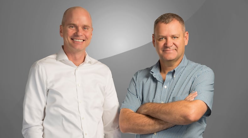 John Kronenberger and John Groom, co-CEOs of VEGA, which is relocating to Mason. The company will constructing a new $50 million headquarters on a 230,000-square-foot campus, bring 217 employees to the city and create an additional 50 new jobs over five years.