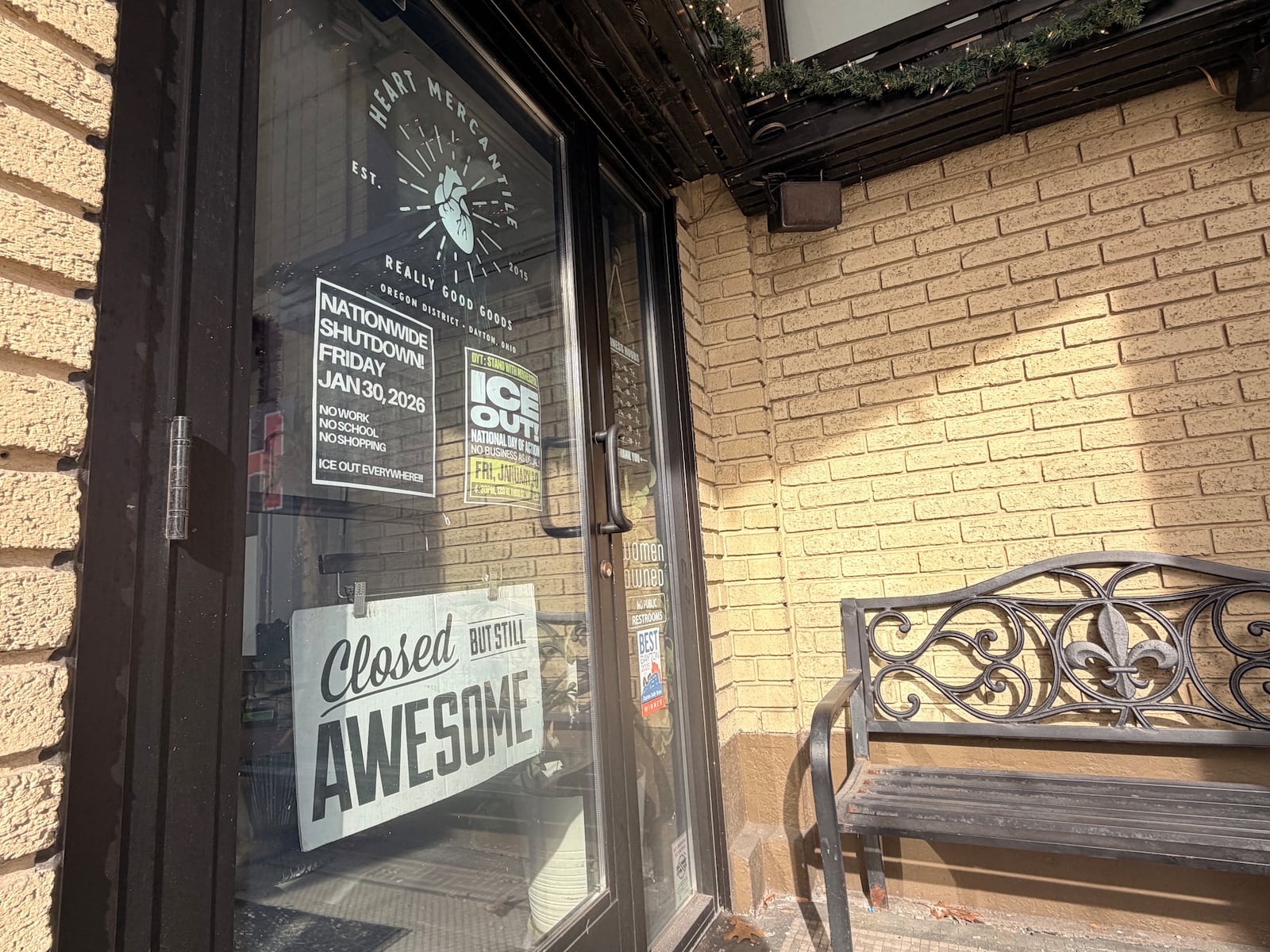 Some Dayton businesses, like Heart Mercantile, closed on Friday in solidarity with the national strike. SYDNEY DAWES/STAFF