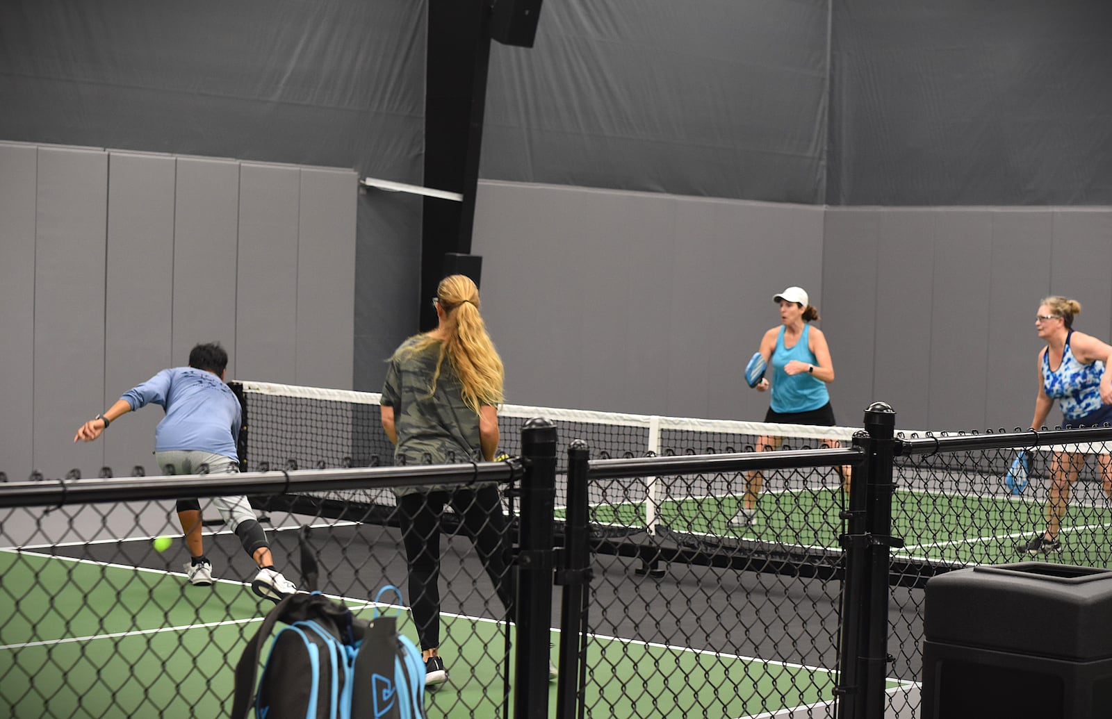 Black Barn Pickleball, an indoor pickleball facility in Riverside, welcomes players of all skill levels. The facility has eight courts, but the business may add 14 to 18 more courts within the next year. CORNELIUS FROLIK / STAFF